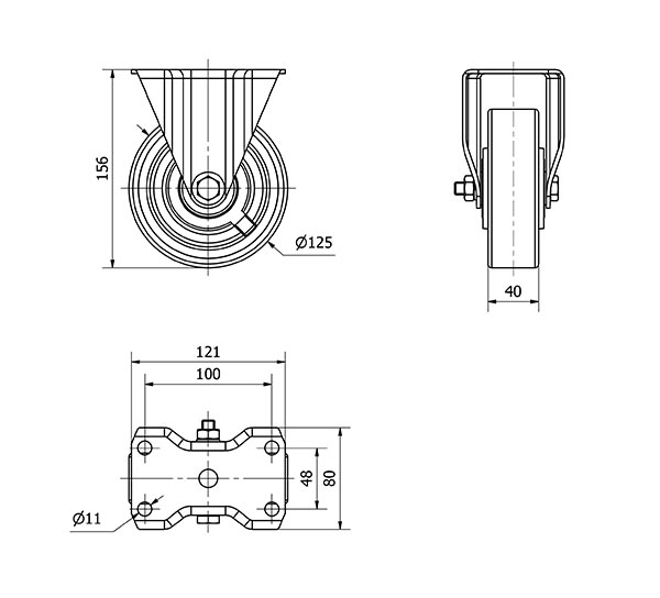 R.FIJA 17-61-125-HUB HIERRO-POLIUR.NARANJA EJE BOLAS