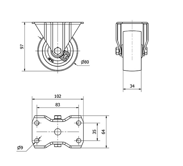 R.FIJA 17-61-80-TA HIERRO FUNDIDO EJE LISO