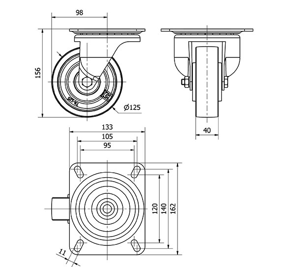R.GIR.PLACA 10-61-125-CIB HIERRO FUNDIDO EJE BOLAS