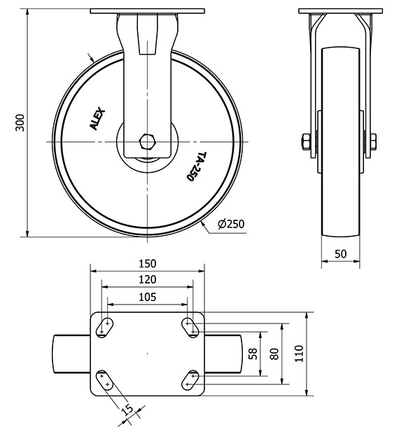 R.FIJA 17GT250-CIB HIERRO FUNDIDO EJE BOLAS