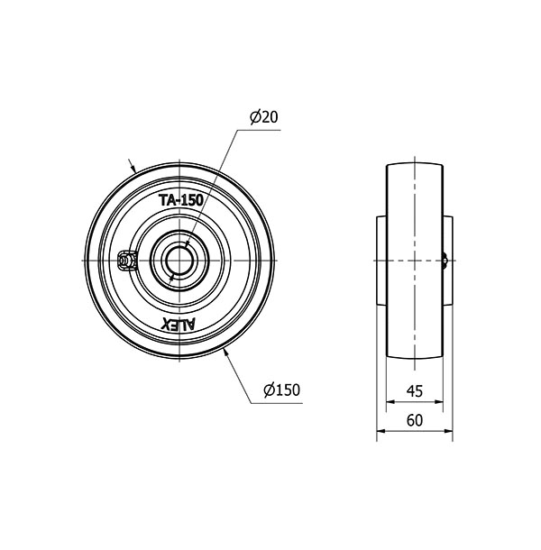 RUEDA CIB150-20-60 HIERRO FUNDIDO EJE BOLAS