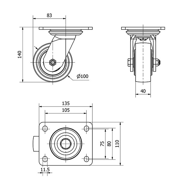 R.GIR.PLACA 10SL100-CIB HIERRO FUNDIDO EJE BOLAS