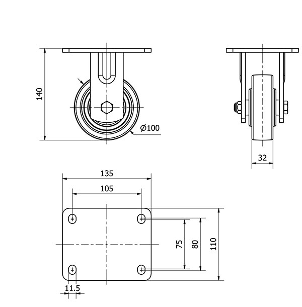R.FIJA 17SL100-FTB NYLON BLANCO EXTRAFUERTE EJE BOLAS
