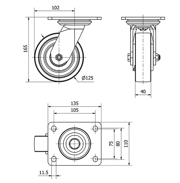 R.GIR.PLACA 10SL125-CIB HIERRO FUNDIDO EJE BOLAS