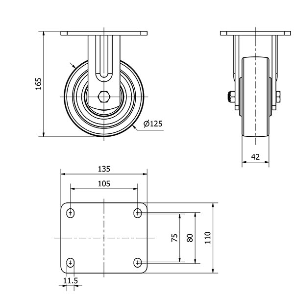 R.FIJA 17SL125-FTB NYLON BLANCO EXTRAFUERTE EJE BOLAS
