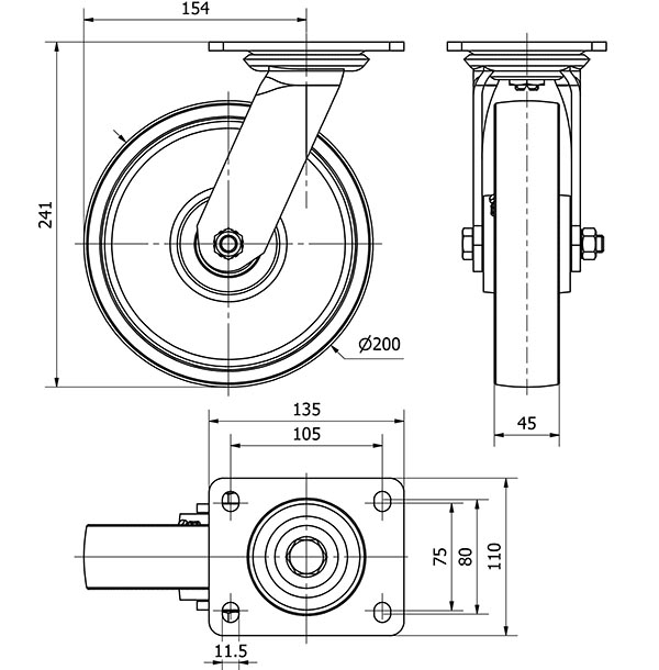 R.GIR.PLACA 10SL200-CIB HIERRO FUNDIDO EJE BOLAS