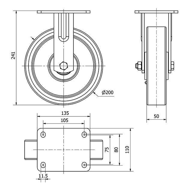 R.FIJA 17SL200-HUB HIERRO-POLIUR.NARANJA EJE BOLAS