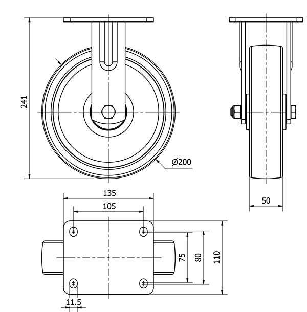 R.FIJA 17SL200-FT NYLON BLANCO EXTRAFUERTE EJE LISO