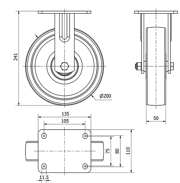 R.FIJA 17SL200-FTB NYLON BLANCO EXTRAFUERTE EJE BOLAS