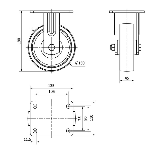 R.FIJA 17SL150-CI HIERRO FUNDIDO EJE LISO