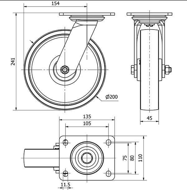 R.GIR.PLACA 10SL200-CI HIERRO FUNDIDO EJE LISO