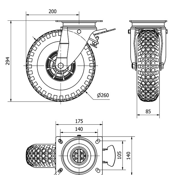 R.GIR.PLACA FRENO 10WLFN260-RIP POLIAMIX AZUL-NEUMATICA EJE LISO