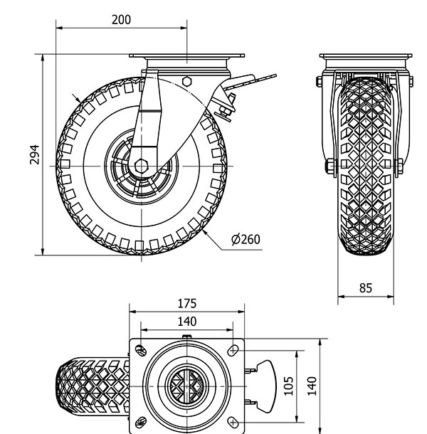R.GIR.PLACA FRENO 10WLFN260-RIPR POLIAMIX AZUL-NEUMATICA EJE RODILL.