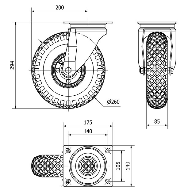 R.GIR.PLACA 10WL260-RITR METALICO-NEUMATICA EJE RODILLOS "4 LONAS"
