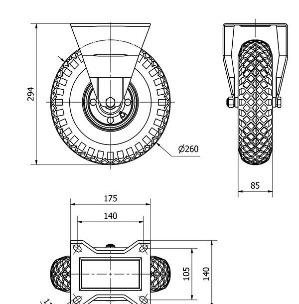 R.FIJA 17WL260-RITR METALICO-NEUMATICA EJE RODILLOS "4 LONAS"