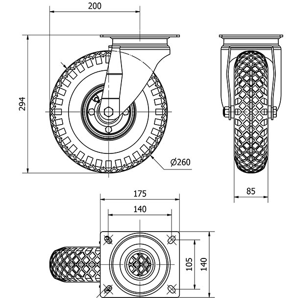 R.GIR.PLACA 10WL260-RITB METALICO-NEUMATICA EJE BOLAS "4 LONAS"