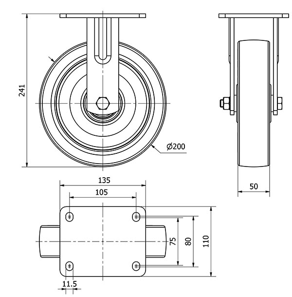 R.FIJA 17SL200-POB NYLON BLANCO-POLIUR.ROJO EJE BOLAS