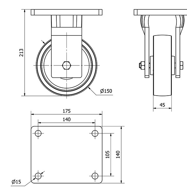 R.FIJA 17KV150-CI HIERRO FUNDIDO EJE LISO