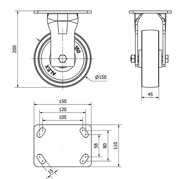 R.FIJA 17GT150-CI HIERRO FUNDIDO EJE LISO