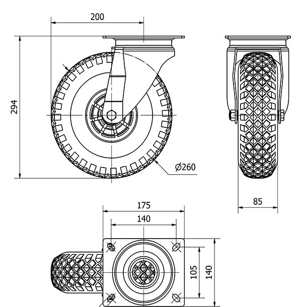 R.GIR.PLACA 10WL260-RIPR POLIAMIX AZUL-NEUMATICA EJE RODILLOS
