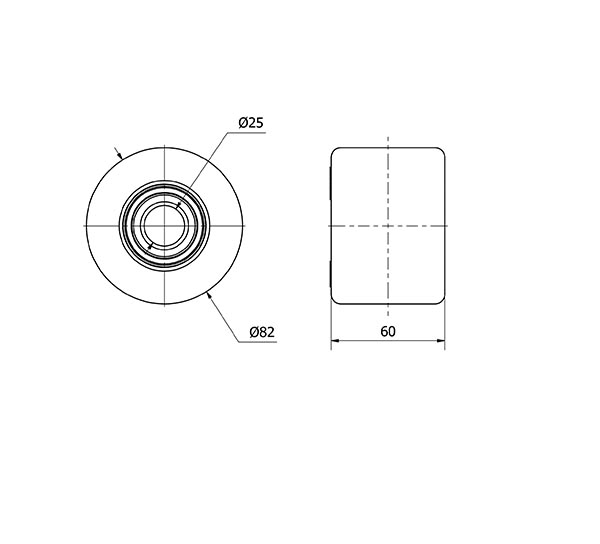 RODILLO TRANSPALETA KNB82-25-60 NYLON BLANCO EXTRAFUERTE EJE BOLAS
