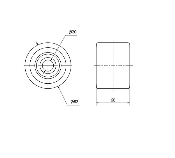 RODILLO TRANSP.KIB82-20-60 NUCLEO NYLON Y BANDA POLIUR.MARRON BOLAS