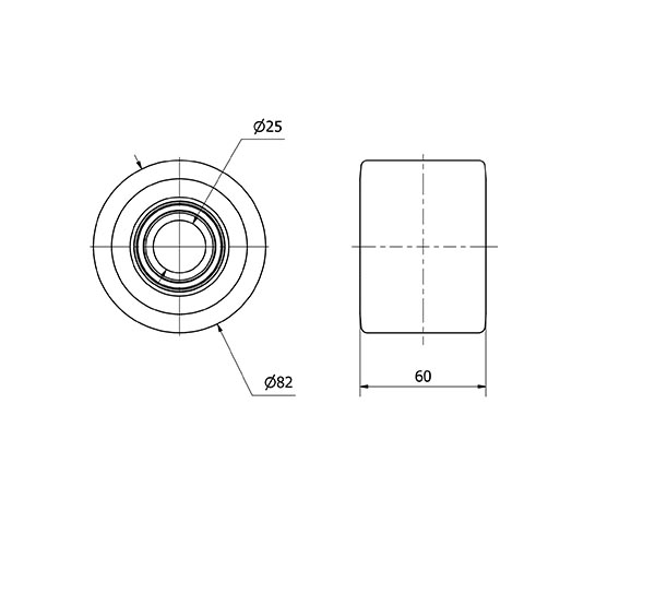 RODILLO TRANSP.KIB82-25-60 NUCLEO NYLON Y BANDA POLIUR.MARRON BOLAS