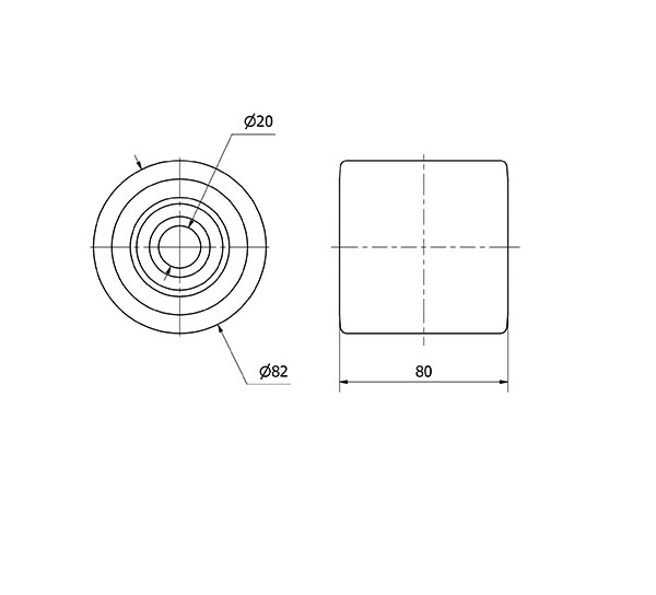 RODILLO TRANSP.KIB82-20-80 NUCLEO NYLON Y BANDA POLIUR.MARRON BOLAS
