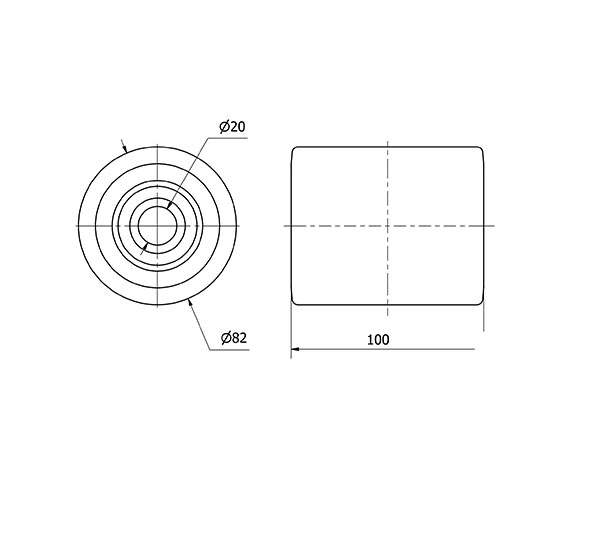 RODILLO TRANSP.KIB82-20-100 NUCLEO NYLON Y BANDA POLIUR.MARRON BOLAS
