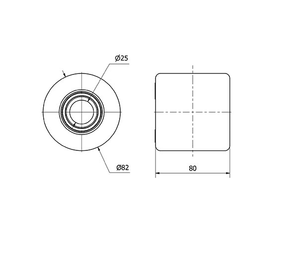 RODILLO TRANSPALETA KNB82-25-80 NYLON BLANCO EXTRAFUERTE EJE BOLAS