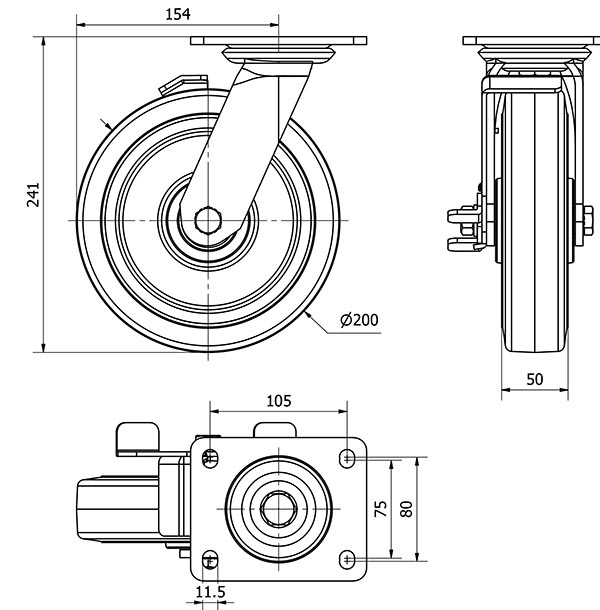 R.GIR.PLACA FRENO 10SLFN200-HGB HIERRO-GOMA NEGRA NATURAL EJE BOLAS