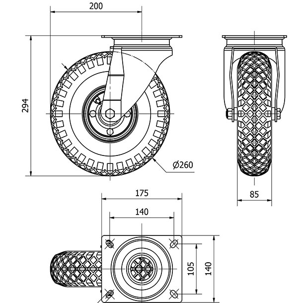 R.GIR.PLACA 10WL260-RITB METALICO-NEUMATICA EJE BOLAS "6 LONAS"
