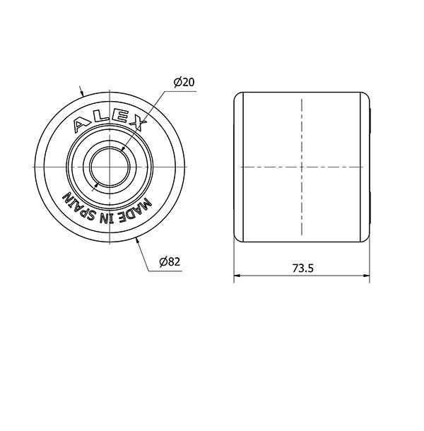 RODILLO TRANSPALETA KNB82-20-75 NYLON BLANCO EXTRAFUERTE EJE BOLAS