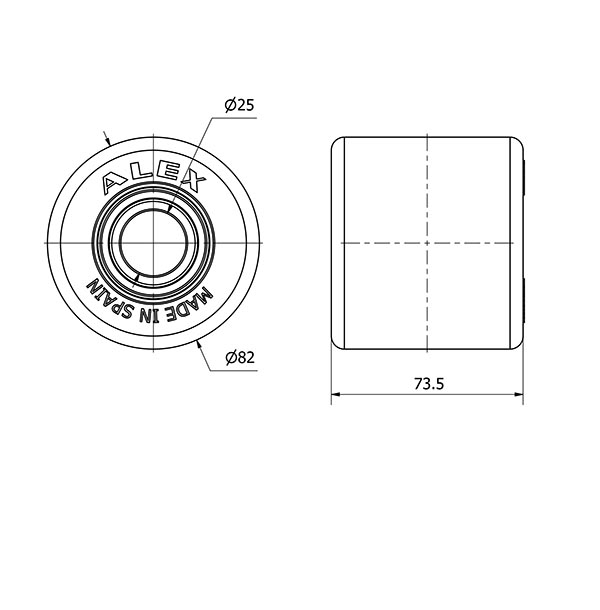 RODILLO TRANSPALETA KNB82-25-75 NYLON BLANCO EXTRAFUERTE EJE BOLAS