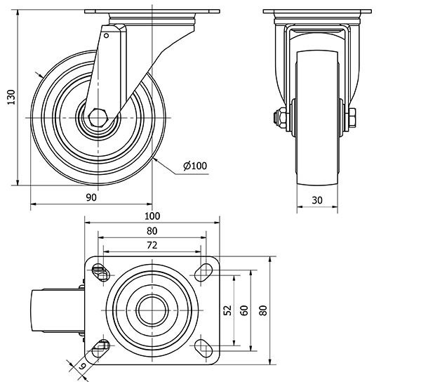 R.GIR.PLACA 121-100-1 POLIAMIX-GOMA AZUL SUPERELAST. RODILLOS