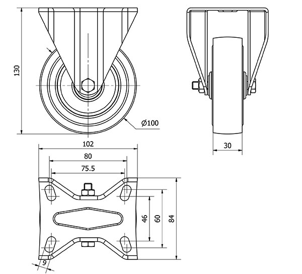 R.FIJA 121-100-2 POLIAMIX-GOMA AZUL SUPERELAST. RODILLOS