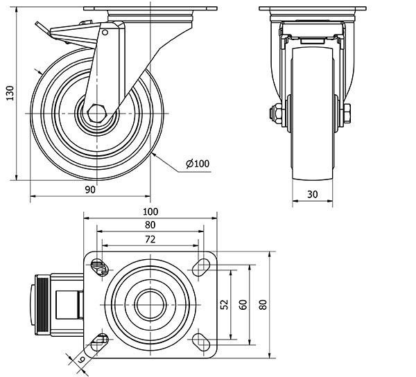 R.GIR.PLACA FRENO 121-100-3 POLIAMIX-GOMA AZUL SUPERELAST.RODILLOS
