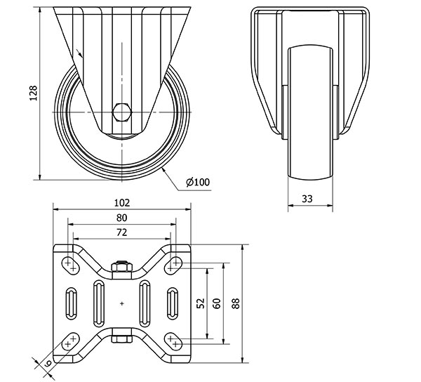R.FIJA 130-100-2 CP POLIAMIX BLANCO EJE RODILLOS
