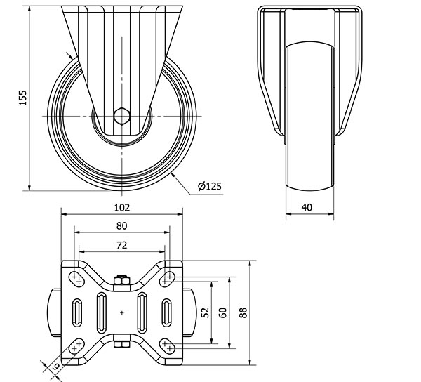R.FIJA 130-125-2 CP POLIAMIX BLANCO EJE RODILLOS