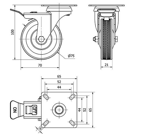 R.GIR.PLACA FRENO 310-075-3 CP POLIAMIX-GOMA GRIS EJE LISO