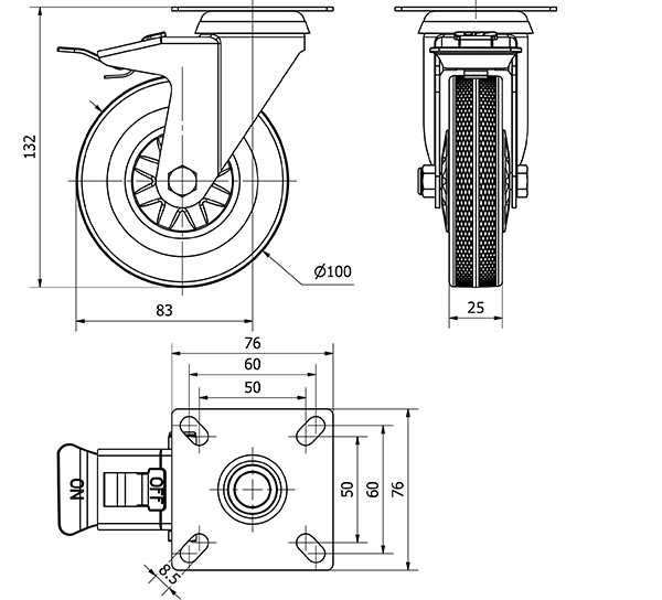 R.GIR.PLACA FRENO 310-100-3 CP POLIAMIX-GOMA GRIS EJE LISO