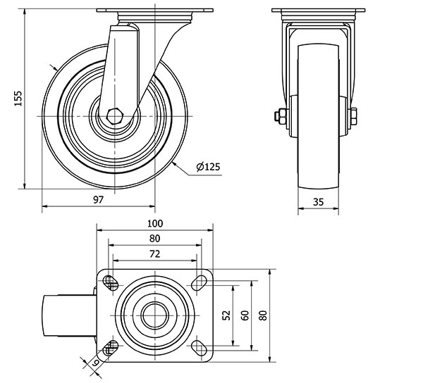 R.GIR.PLACA 121-125-1 CP POLIAMIX-GOMA AZUL SUPERELAST.RODILLOS