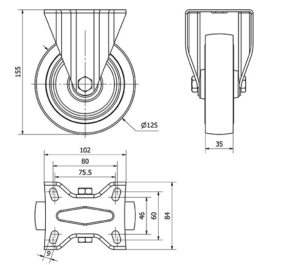R.FIJA 121-125-2 CP POLIAMIX-GOMA AZUL SUPERELAST.RODILLOS