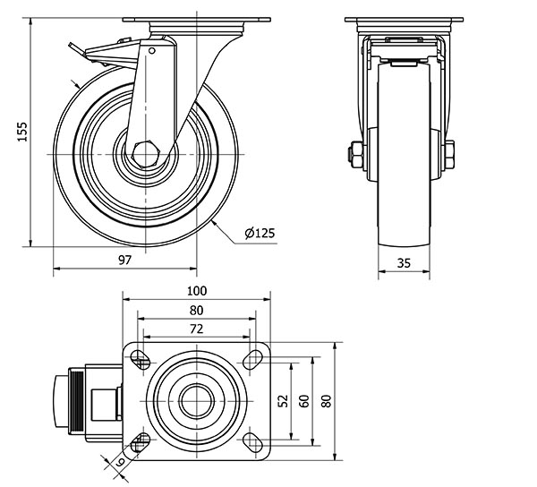 R.GIR.PLACA FRENO 121-125-3 CP POLIAMIX-GOMA AZUL SUPERELAST.RODILLO