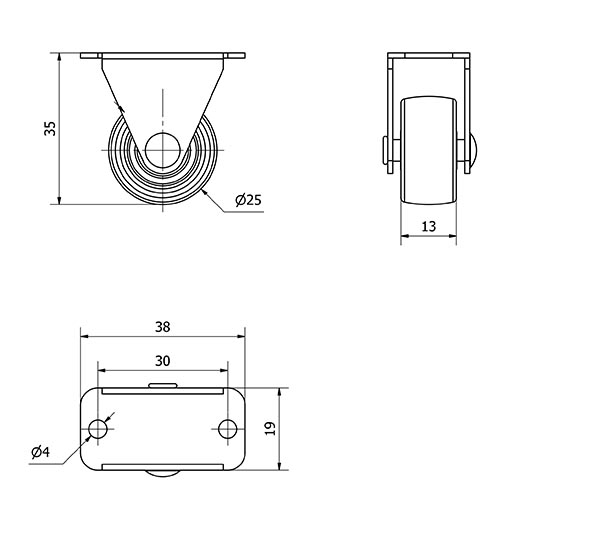 R.FIJA 415-025-2 POLIAMIX NEGRO EJE LISO