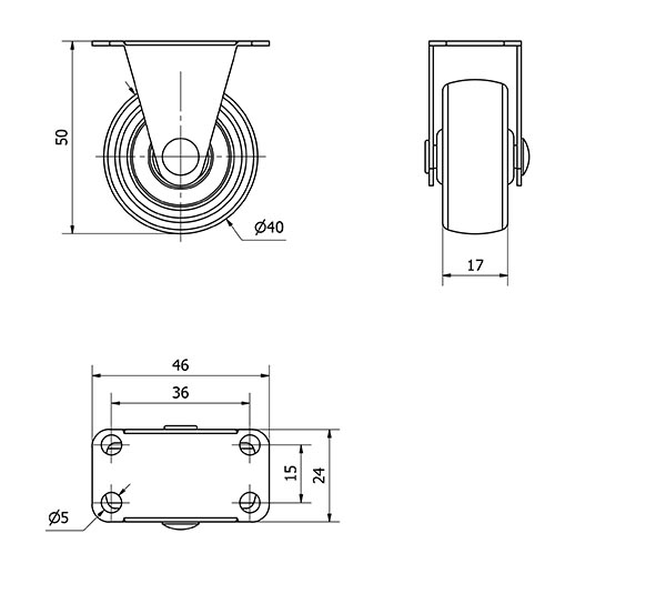 R.FIJA 415-040-2 POLIAMIX NEGRO EJE LISO
