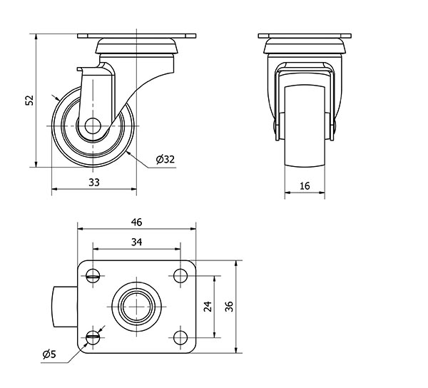 R.GIR.PLACA 602-030-1 POLIAMIX GRIS EJE LISO