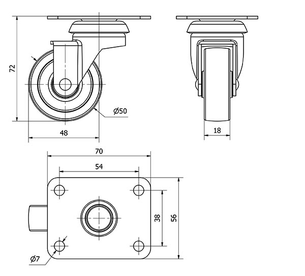 R.GIR.PLACA 602-050-1 POLIAMIX GRIS EJE LISO