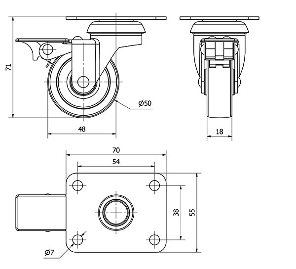 R.GIR.PLACA FRENO 602-050-3 POLIAMIX GRIS EJE LISO