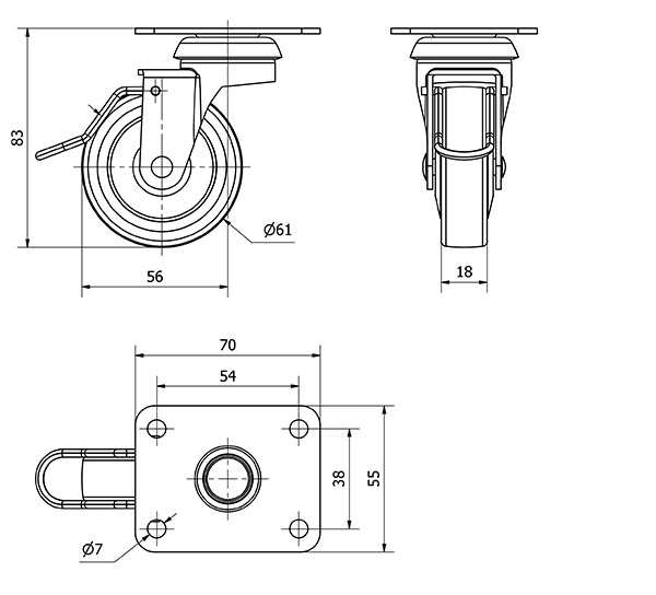 R.GIR.PLACA FRENO VARIL.601-060-31 POLIAMIX-GOMA GRIS EJE LISO